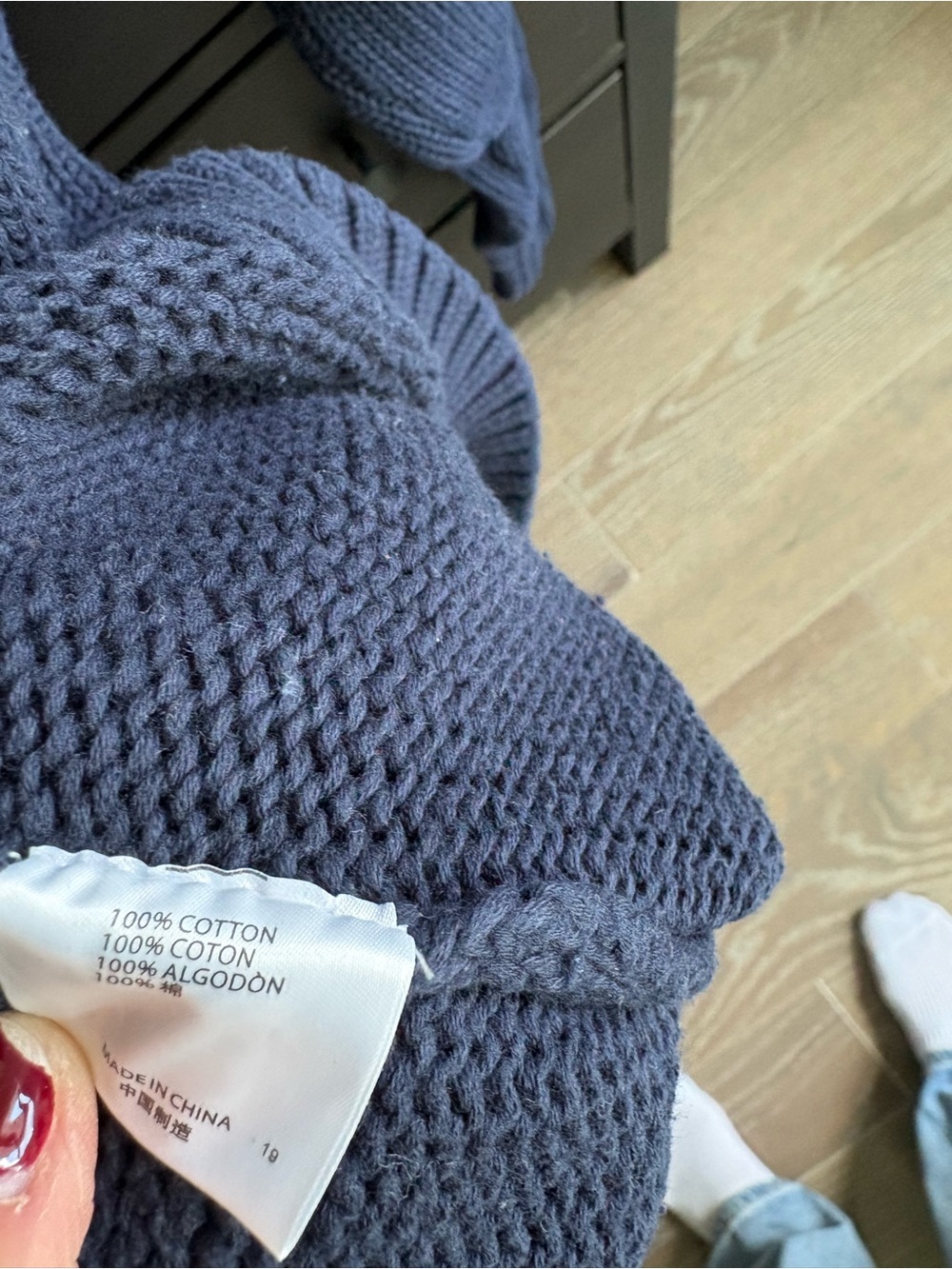 LIKE NEW! Brandy Melville Navy Crewneck Sweater with American Flag - Picture 4 of 4